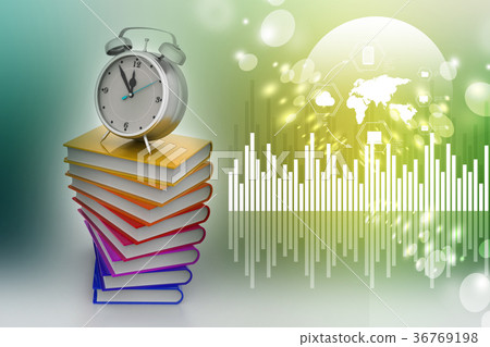 Alarm clock on books 36769198