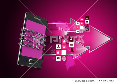 Smart phone with chain, safety concept Smart phone with chain, safety concept 36769268
