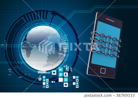 Smart phone with chain, safety concept Smart phone with chain, safety concept 36769333