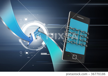 Smart phone with chain, safety concept Smart phone with chain, safety concept 36770186