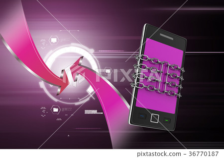 Smart phone with chain, safety concept Smart phone with chain, safety concept 36770187