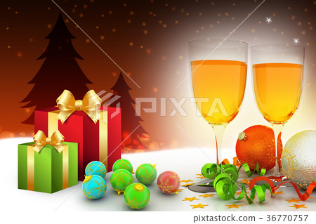 New year gift box with bubbles New year gift box with bubbles 36770757