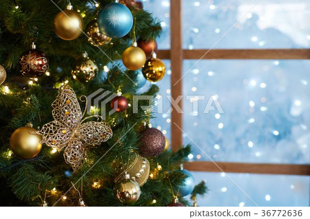 Christmas decorations and toys. New Year Window Christmas decorations and toys. New Year Window 36772636
