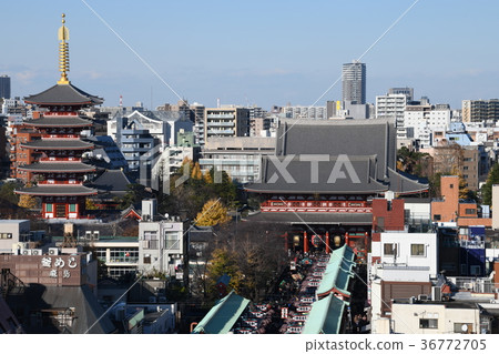 東京都市風景，Sensoji寺廟在日本 36772705