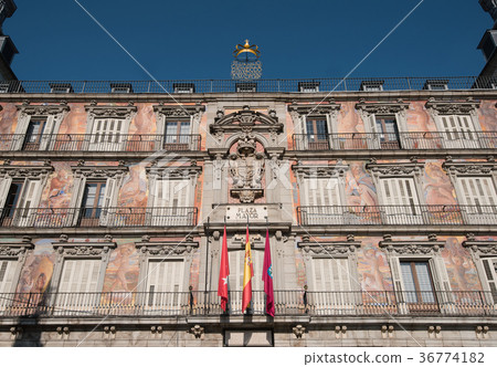 Beautiful facade of old building in Madrid, Spain. Beautiful facade of old building in Madrid, Spain. 36774182