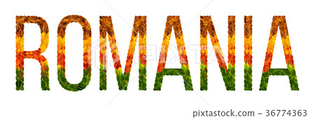 word romania country is written with leaves on a word romania country is written with leaves on a 36774363