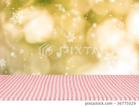 Empty red tablecloth material wooden, deck  36775029