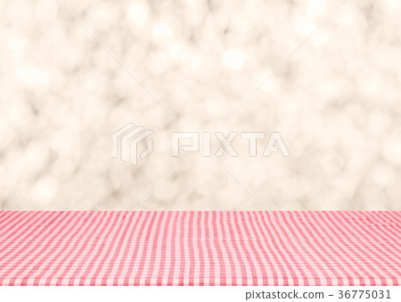 Empty red tablecloth material wooden, deck 36775031
