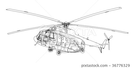 Engineering drawing of helicopter 36776329