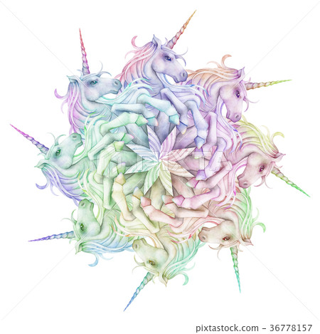 Watercolor unicorns in pastel colors 36778157