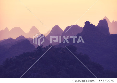 Scenic sunset over Karst in Guilin, China. Scenic sunset over Karst in Guilin, China. 36779070