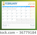 FEBRUARY 2018, illustration vector calendar or 36779184
