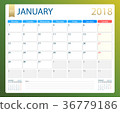 JANUARY 2018, illustration vector calendar or desk 36779186