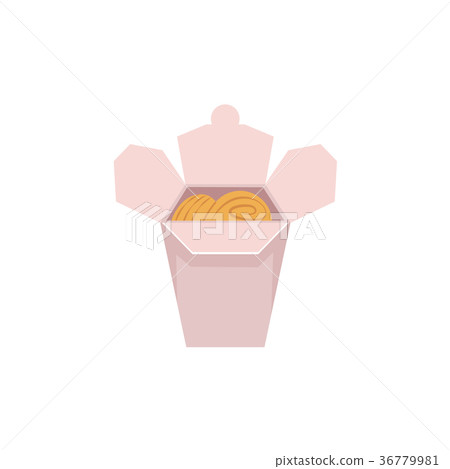 vector flat asian udon noodles, wok 36779981