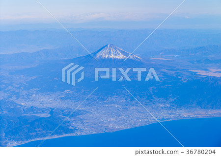 Aerial view of Mount Fuji from Suruga Bay 36780204