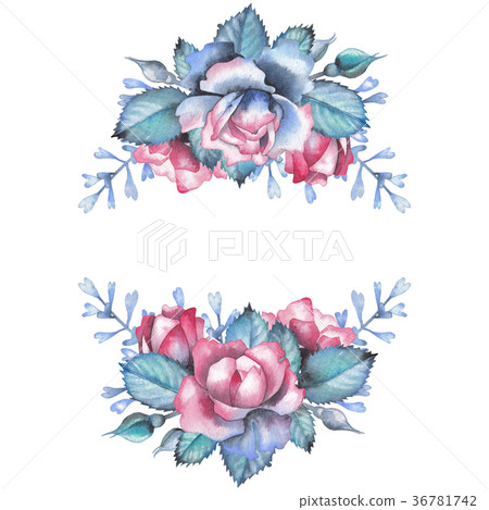 Watercolor rose vignette Watercolor rose vignette 36781742
