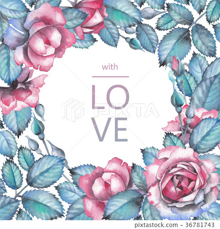 Watercolor design with roses and leaves Watercolor design with roses and leaves 36781743