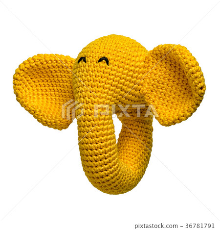 amigurumi crocheted yellow elephant toy isolated amigurumi crocheted yellow elephant toy isolated 36781791