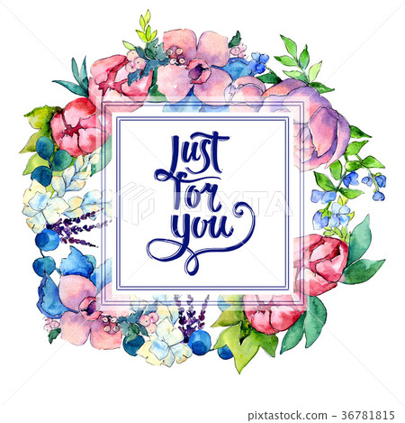 Flower composition farme  in a watercolor style. 36781815