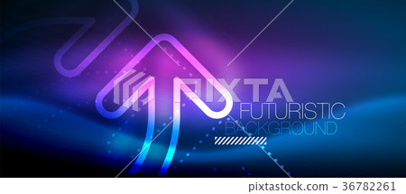 Techno neon glowing arrow background Techno neon glowing arrow background 36782261