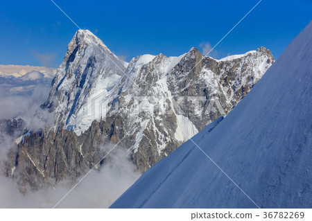 Mont Blanc mountain, from Aiguille du Midi. France 36782269