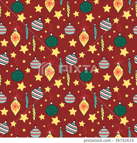 Christmas vector seamless pattern New Year hand - Stock Illustration ...