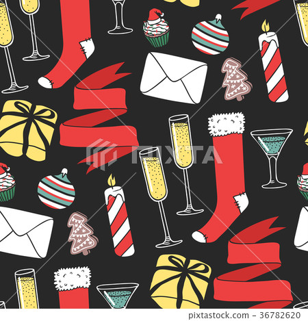 Christmas vector seamless pattern New Year hand - Stock Illustration ...