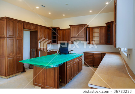 Blind corner cabinet, island drawers and counter 36783253
