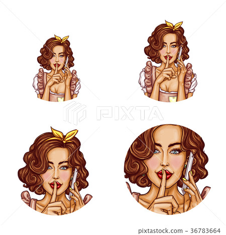 Pop art female round avatars vector illustration Pop art female round avatars vector illustration 36783664