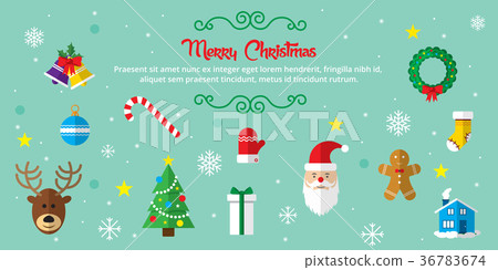 Set of christmas icons on green background Set of christmas icons on green background 36783674