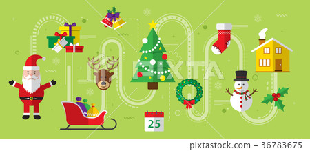 Set of christmas icons on green background Set of christmas icons on green background 36783675