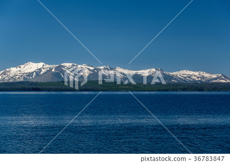 Yellowstone Lake with mountains landscape Yellowstone Lake with mountains landscape 36783847