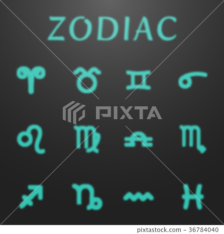 Glowing astrology zodiac signs set Glowing astrology zodiac signs set 36784040
