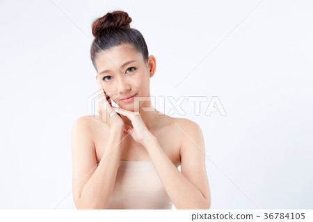 Beautiful woman on isolated White background 36784105