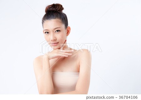 Beautiful woman on isolated White background 36784106