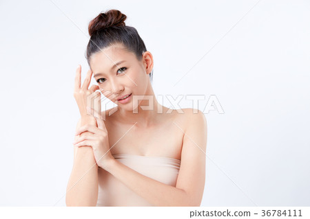 Beautiful woman on isolated White background 36784111