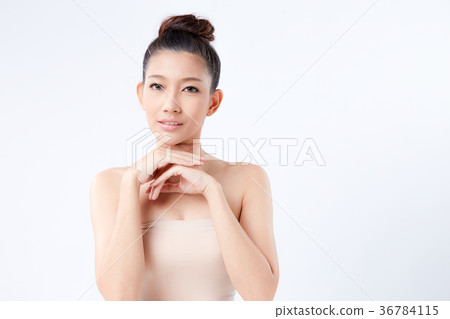 Beautiful woman on isolated White background 36784115