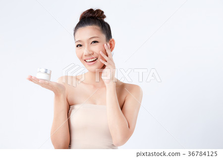 Beautiful woman on isolated White background 36784125