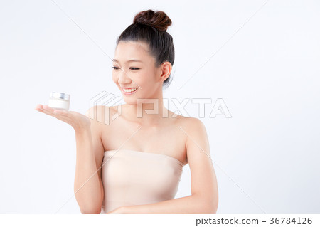 Beautiful woman on isolated White background 36784126