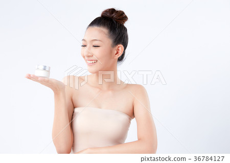 Beautiful woman on isolated White background 36784127