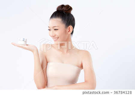 Beautiful woman on isolated White background 36784128