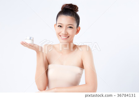 Beautiful woman on isolated White background 36784131