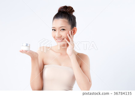 Beautiful woman on isolated White background 36784135