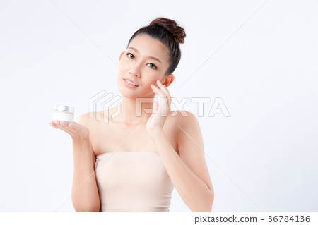 Beautiful woman on isolated White background 36784136