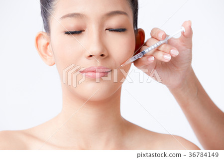 Beautiful woman on isolated White background 36784149