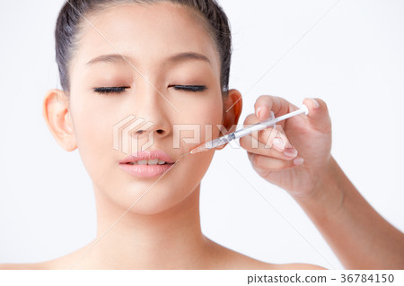 Beautiful woman on isolated White background 36784150