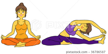 Set of women doing yoga pose 36786587