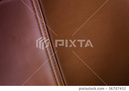 Bag brown leather with seam close up 36787432