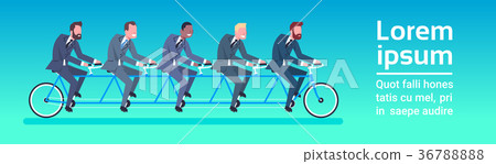 Group Of Business People Riding Tandem Bicycle 36788888