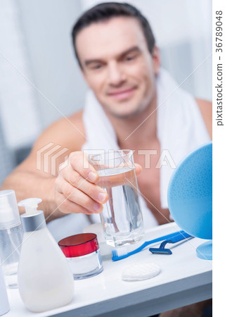 Water of cold transparent water taken from shelf Water of cold transparent water taken from shelf 36789048